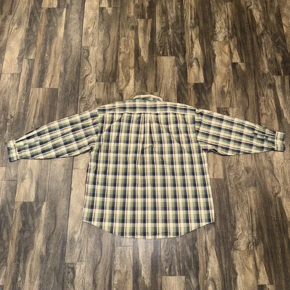 Van Heusen Wrinkle Free Green & Blue Plaid Button Down Shirt Men's Size 2XL - Picture 2 of 4